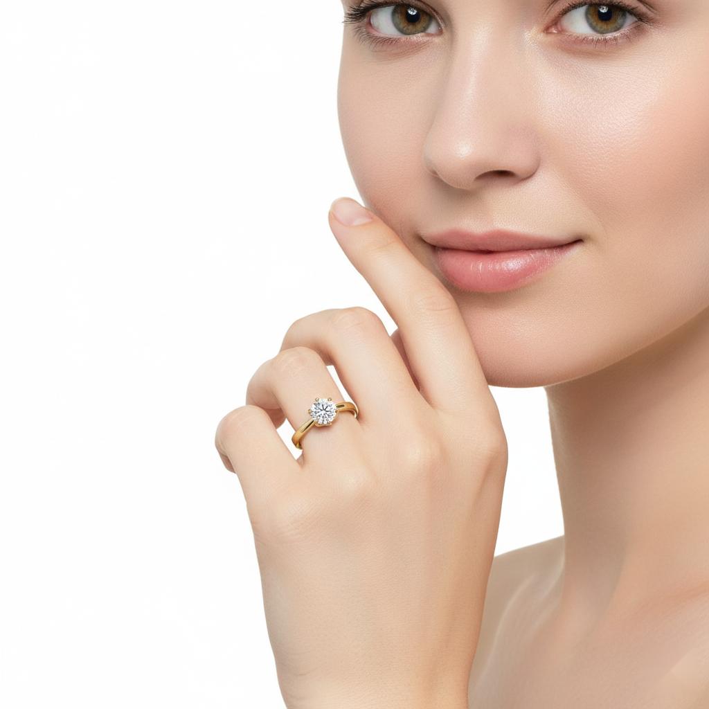 Round Solitaire with Unique Style Engagement Ring