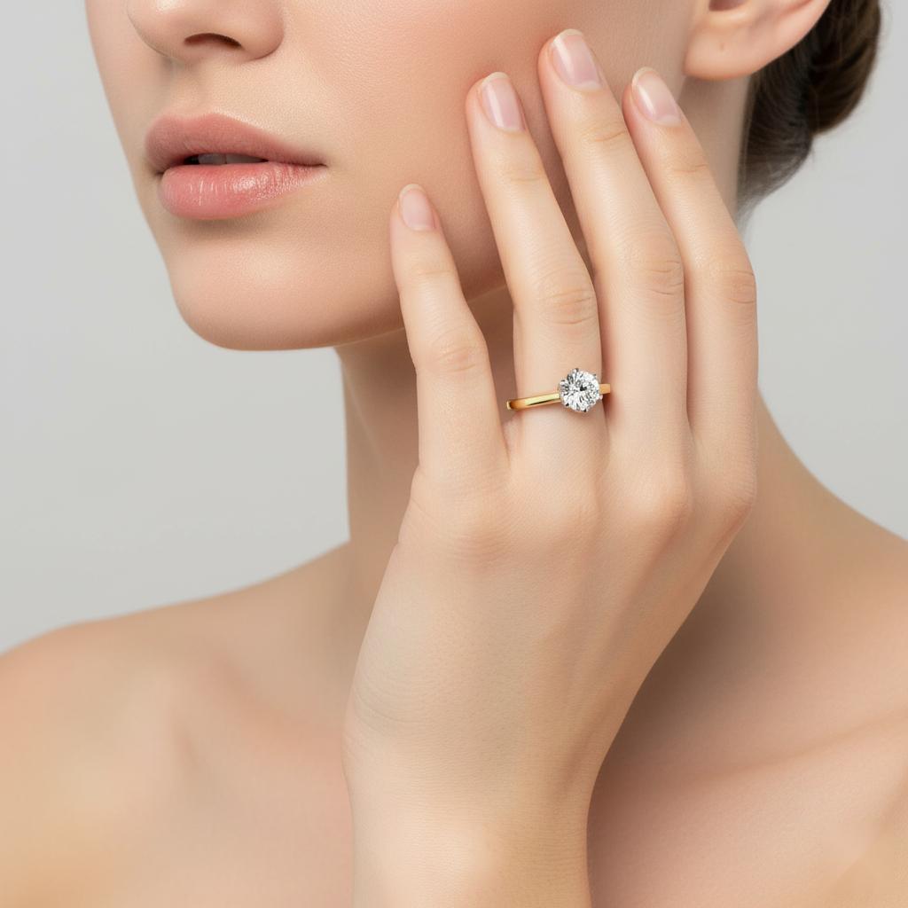 Round Cathedral with Flower Prong Engagement Ring