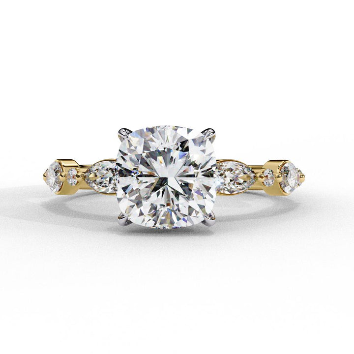 Cushion Solitaire With Accent Engagement Ring