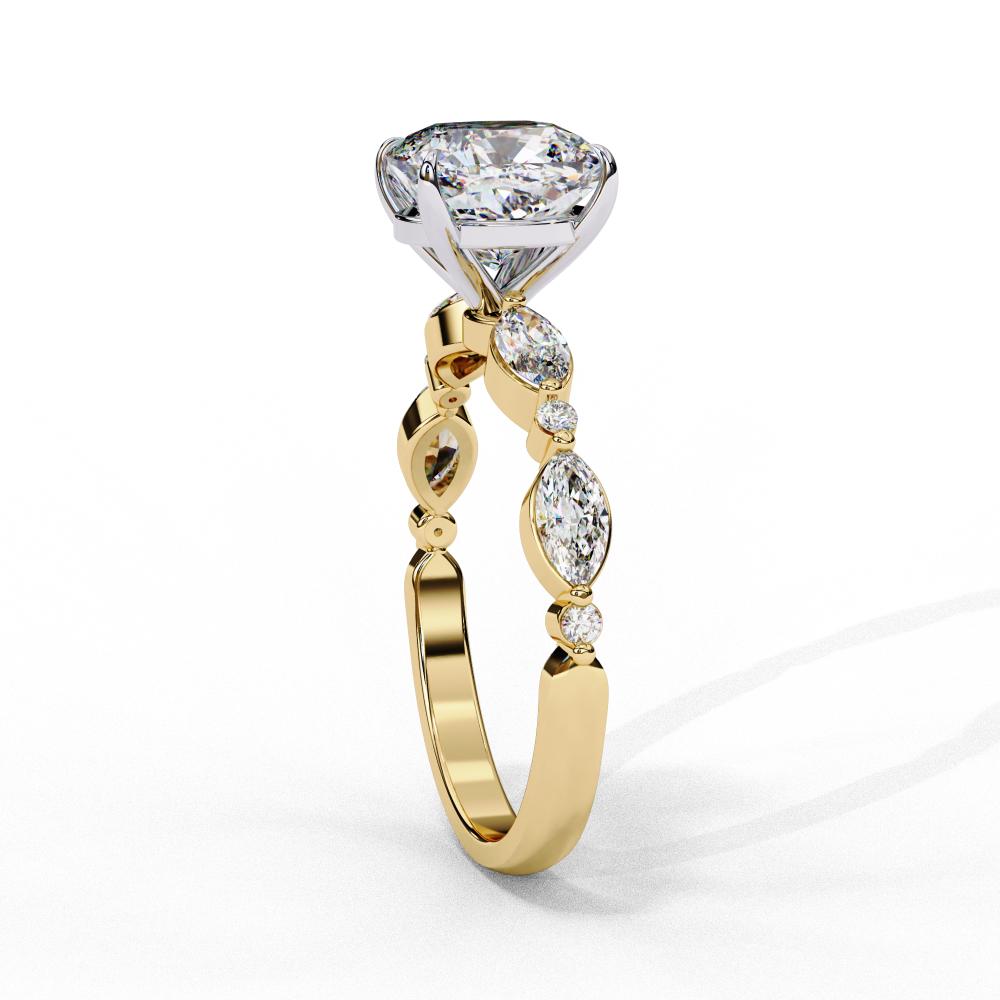 Cushion Solitaire With Accent Engagement Ring
