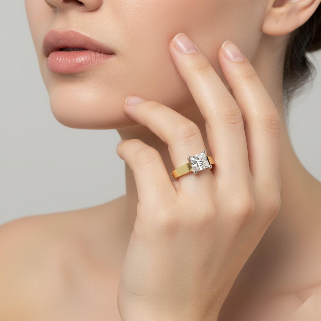 Princess Solitaire with Tapered Engagement Ring