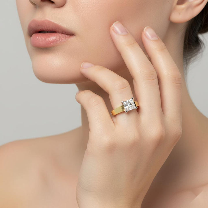 Princess Solitaire with Tapered Engagement Ring