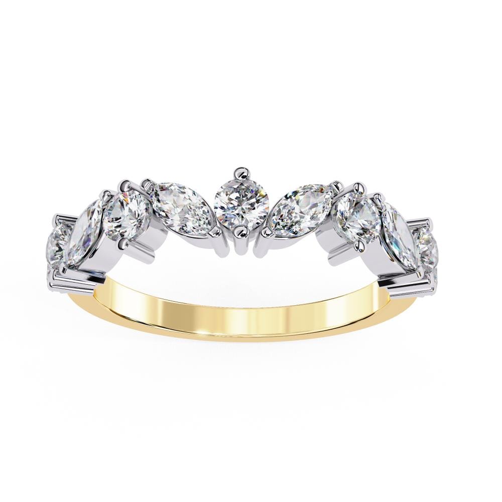 Marquise Round half Eternity Wedding Band