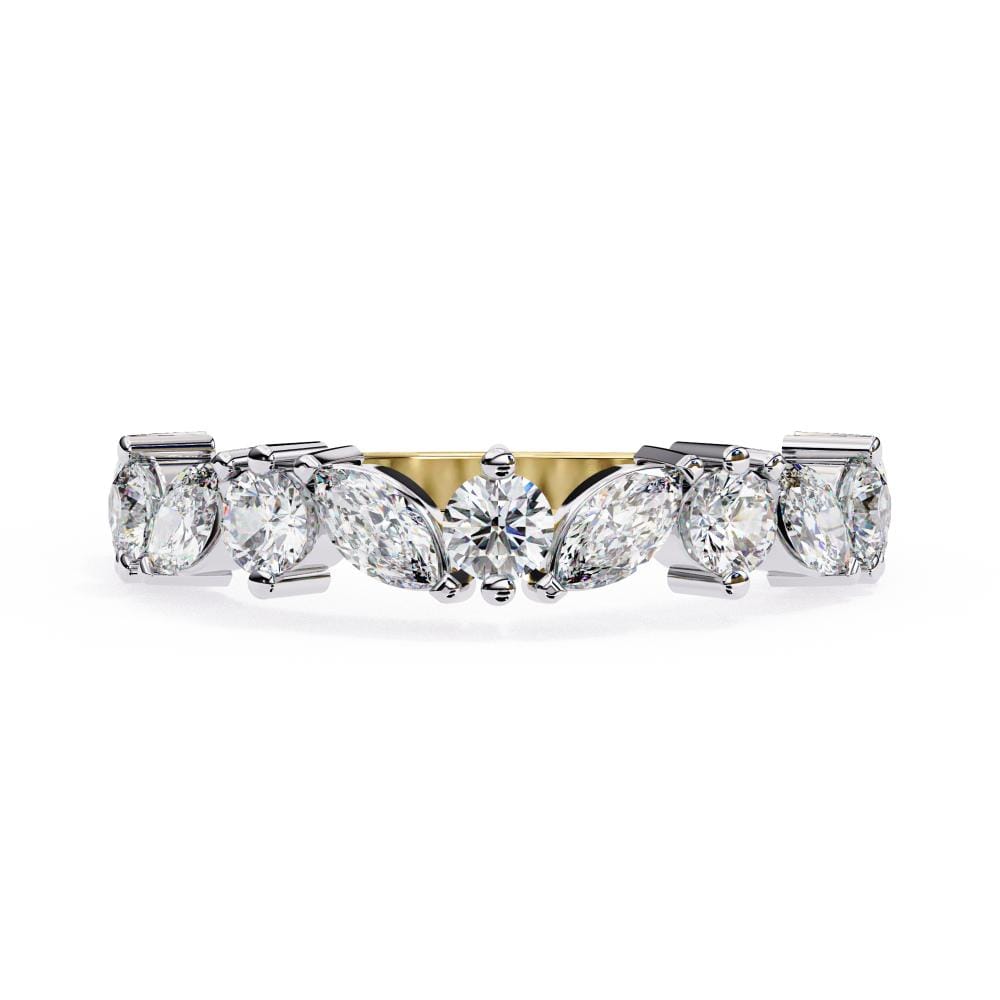 Marquise Round half Eternity Wedding Band