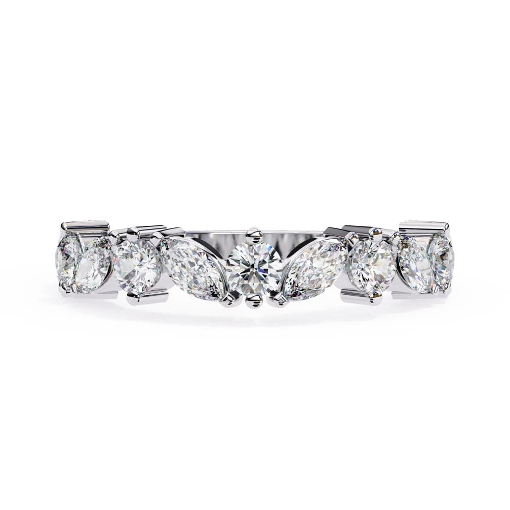 Marquise Round half Eternity Wedding Band