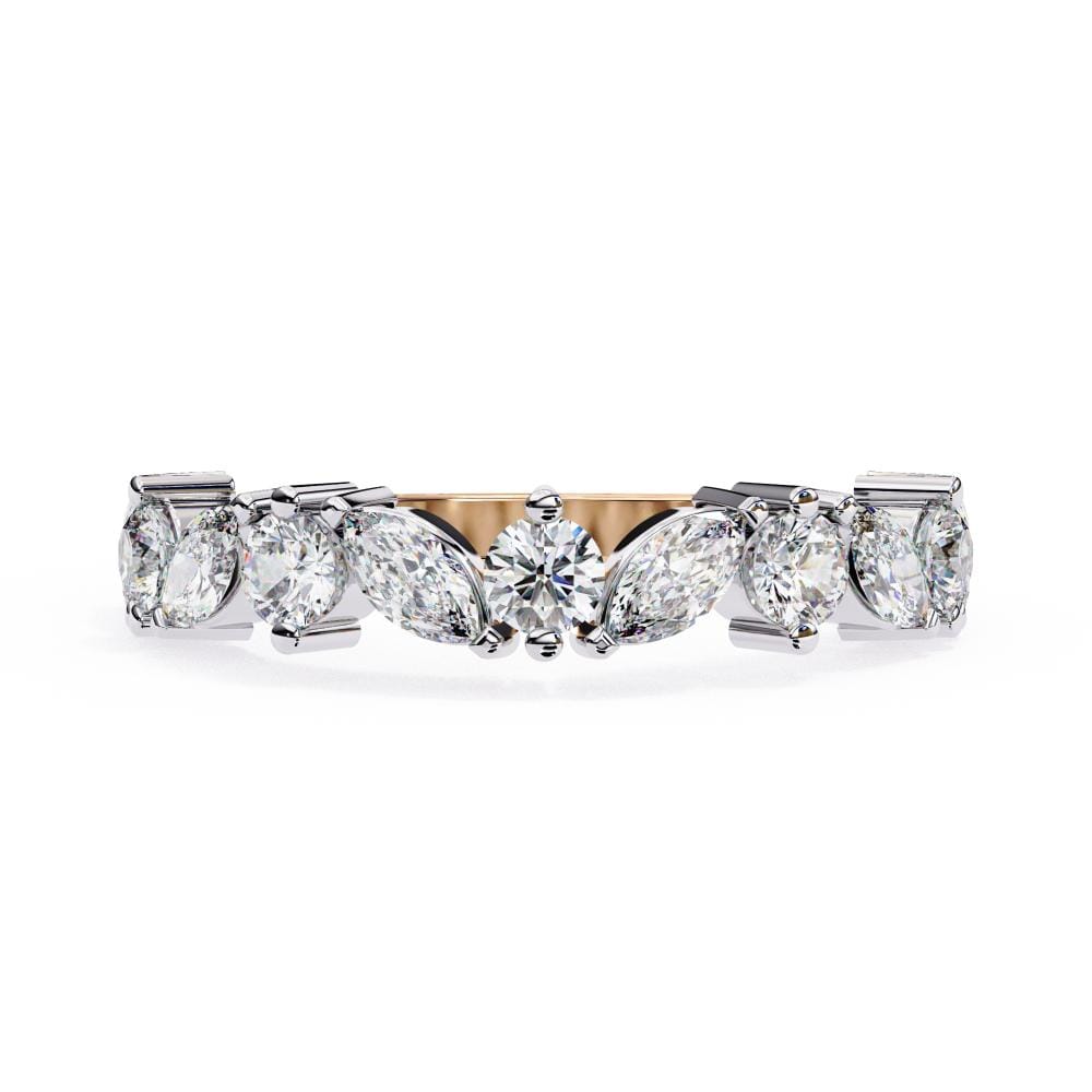 Marquise Round half Eternity Wedding Band