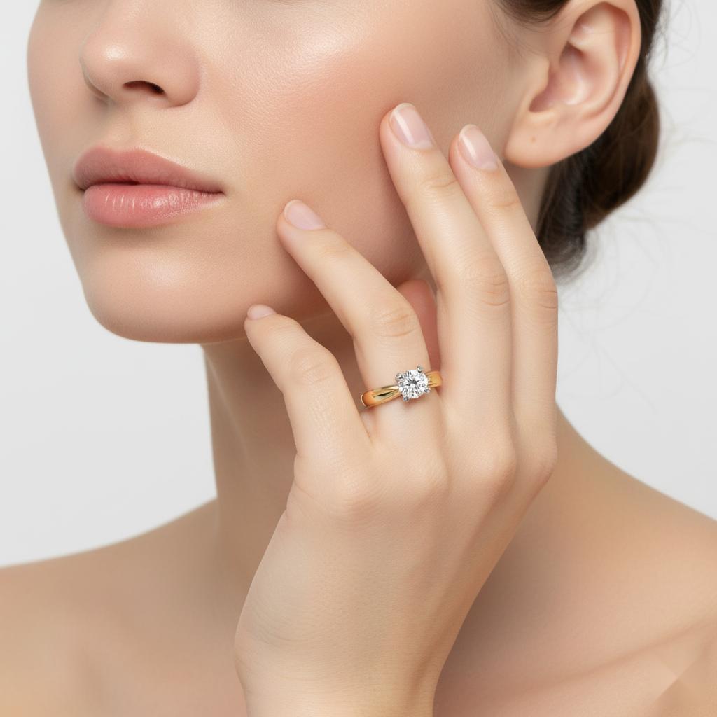 Round Solitaire Thick Band Engagement Ring