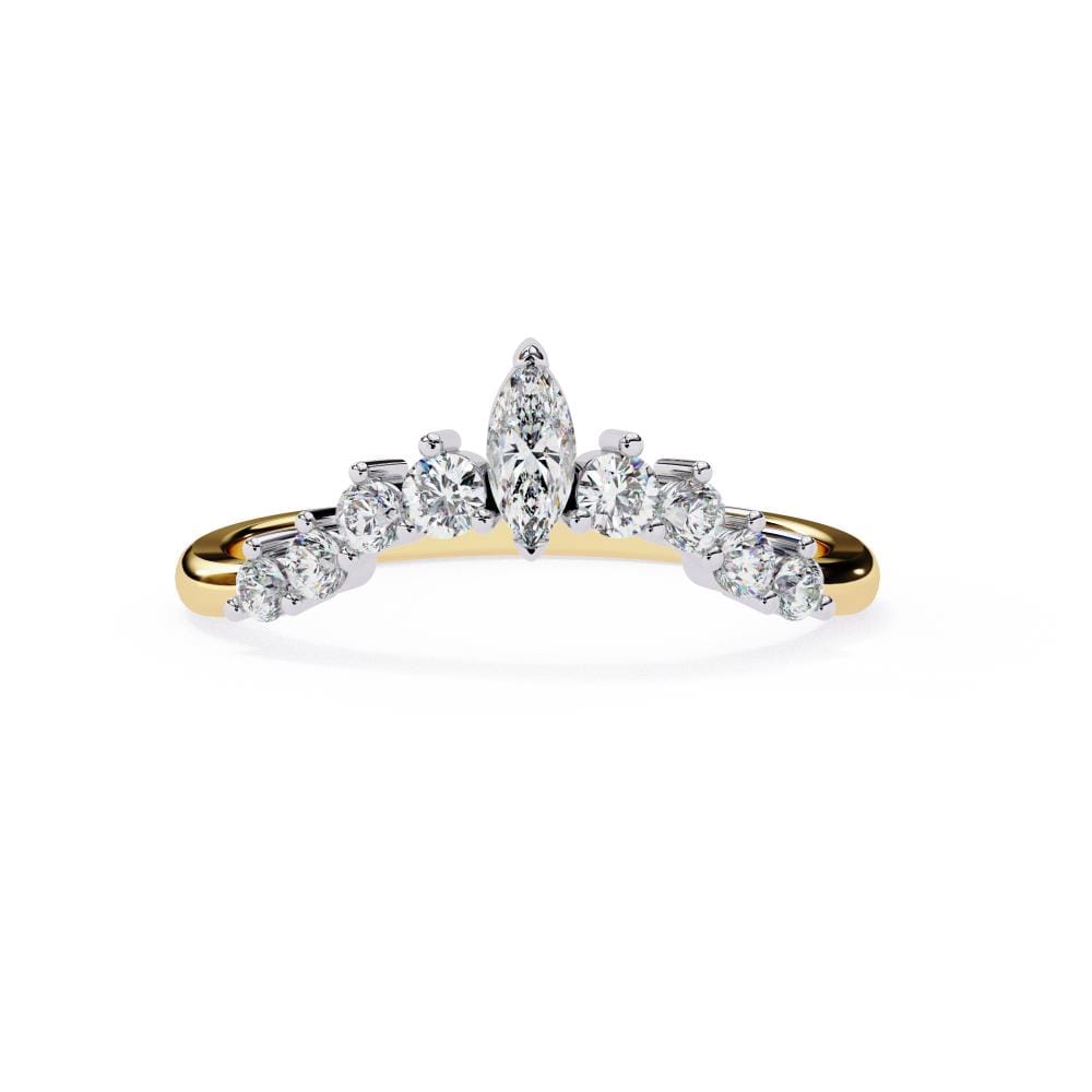 Marquise Round Curved Wedding Band