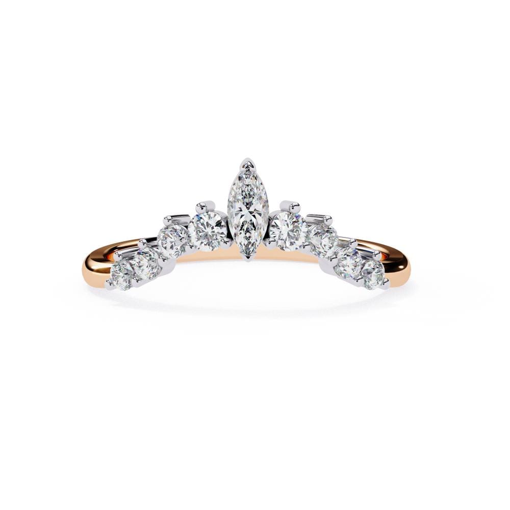 Marquise Round Curved Wedding Band