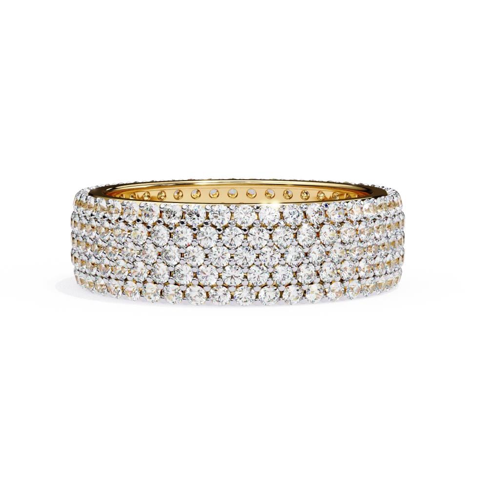 Round Five Row Pave Wedding Band