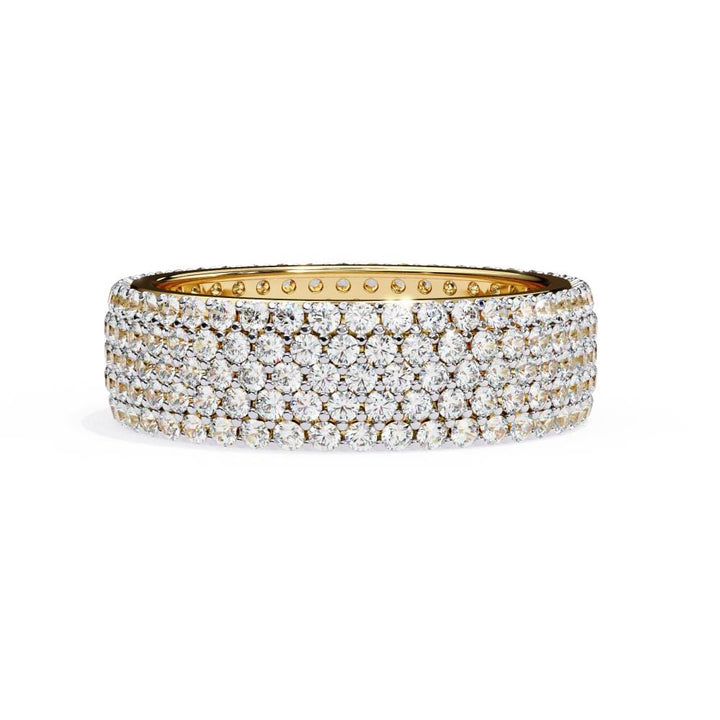 Round Five Row Pave Wedding Band