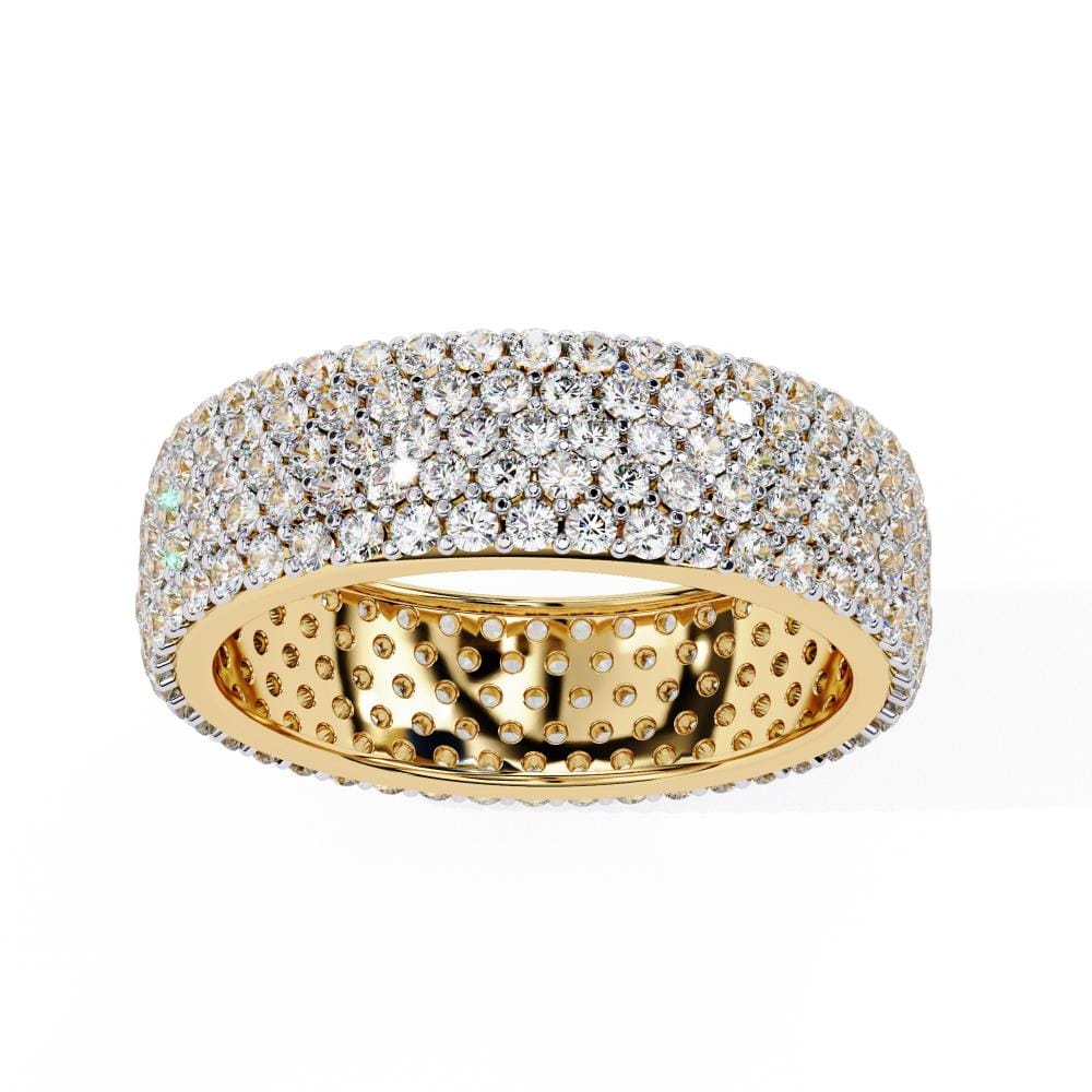 Round Five Row Pave Wedding Band
