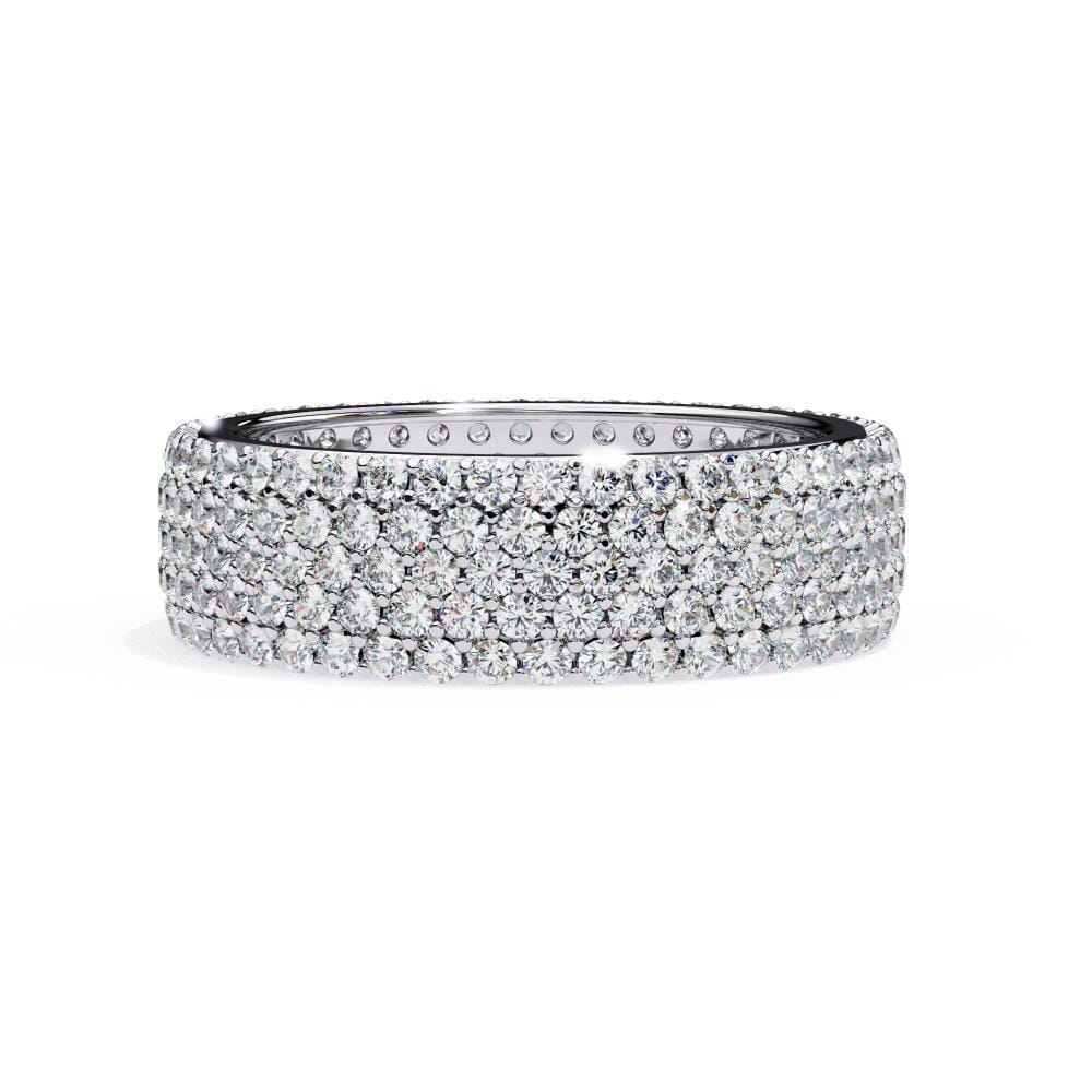 Round Five Row Pave Wedding Band