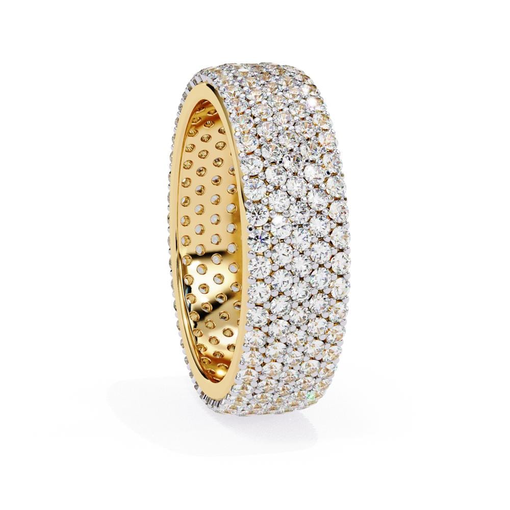 Round Five Row Pave Wedding Band