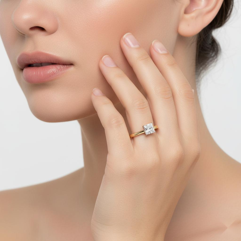 Princess Solitaire Cathedral Engagement Ring