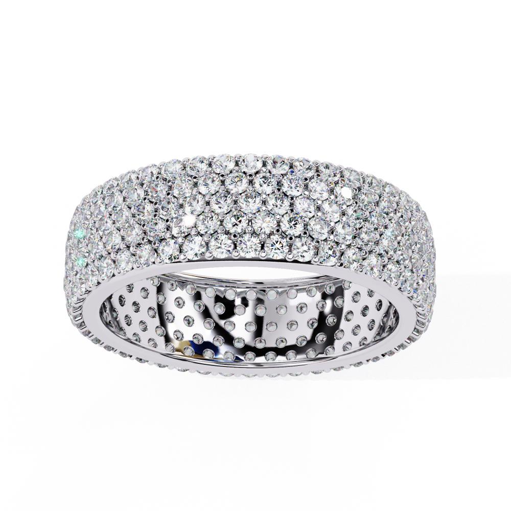 Round Five Row Pave Wedding Band