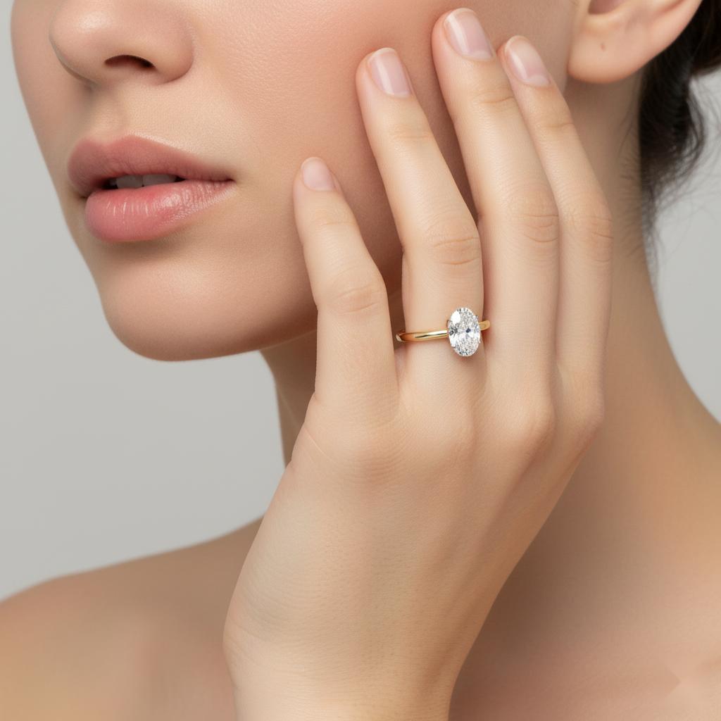 Oval Solitaire Cathedral Engagement Ring