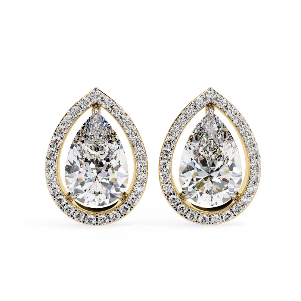 Pear Halo Style Stud Earrings