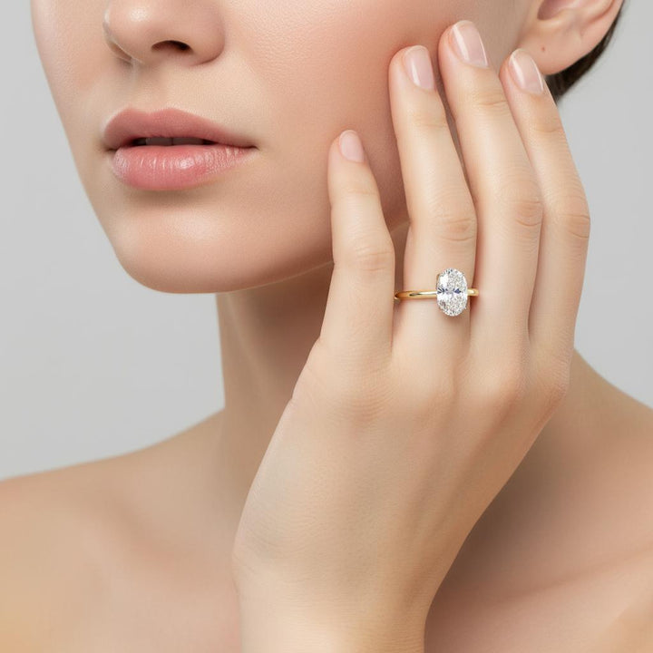 Oval Hidden Halo Engagement Ring
