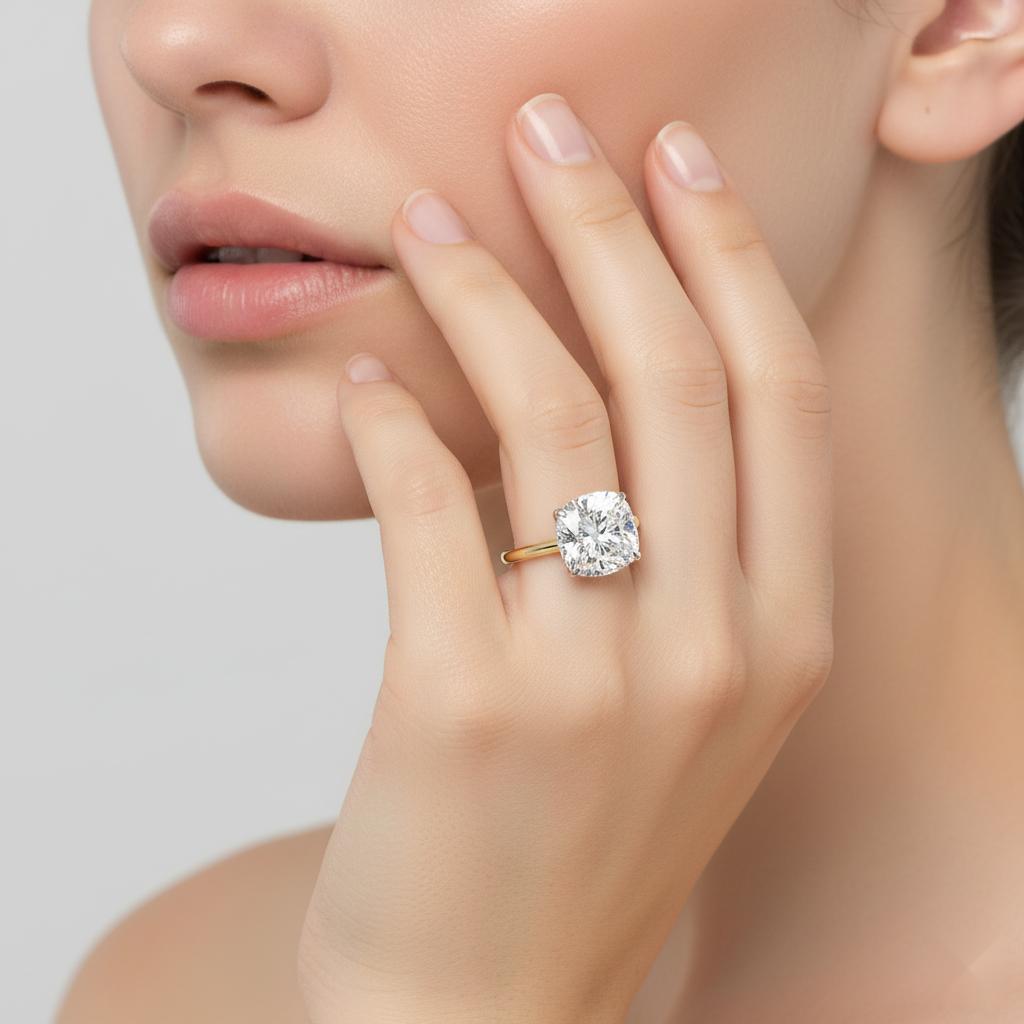 Cushion Hidden Halo Engagement Ring