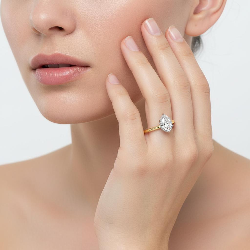 Pear Hidden Halo Engagement Ring