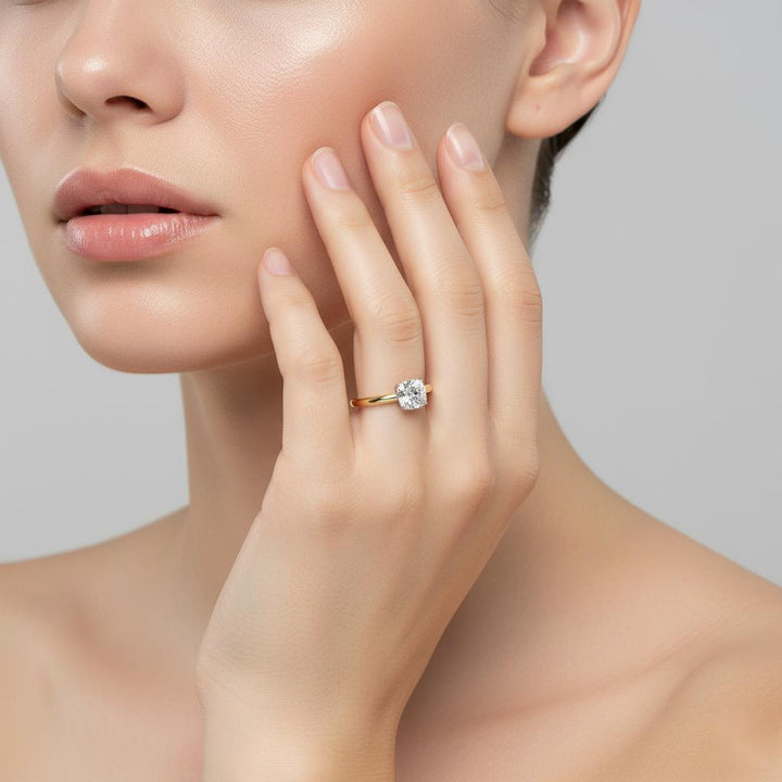 Cushion Solitaire Cathedral Engagement Ring