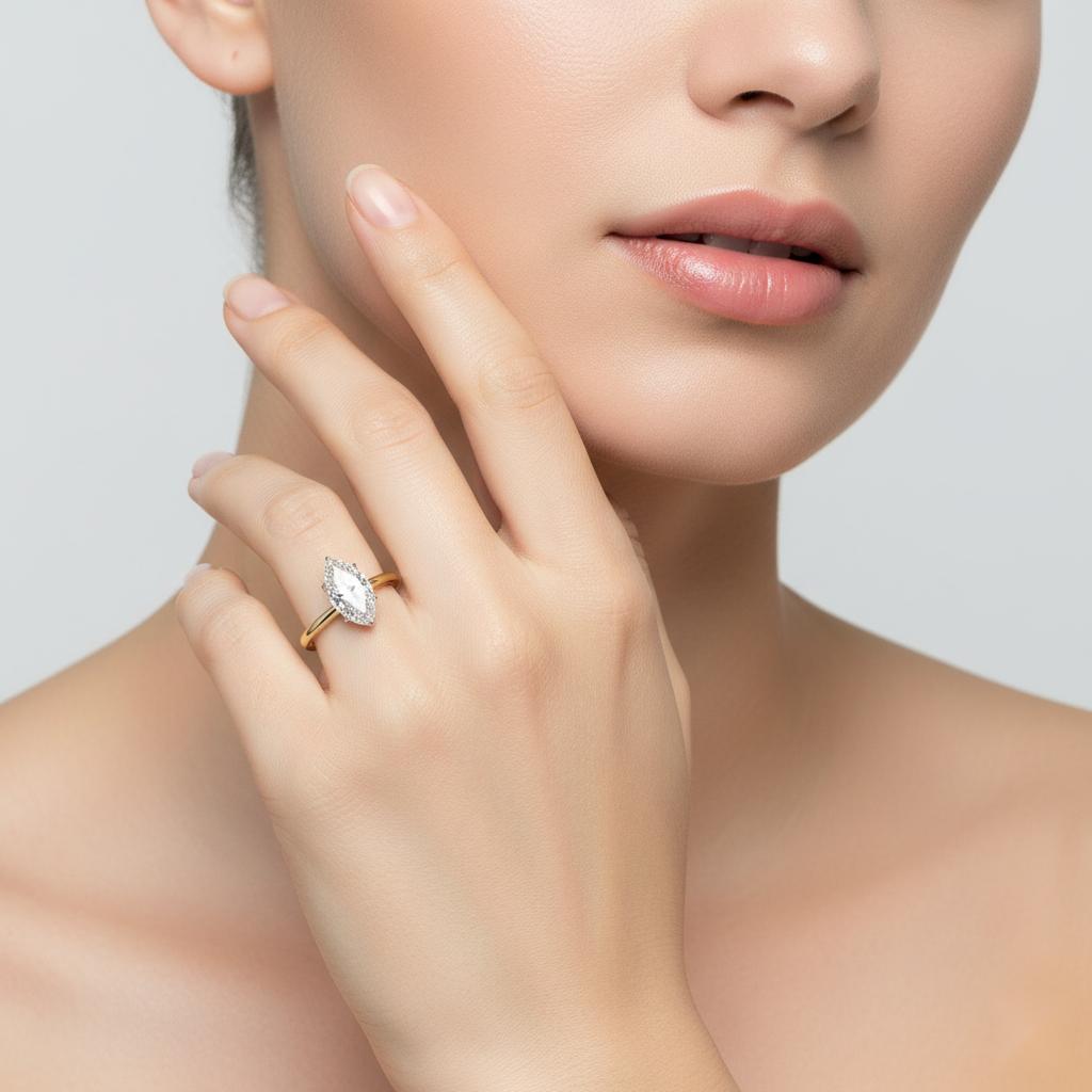 Marquise Hidden Halo Engagement Ring