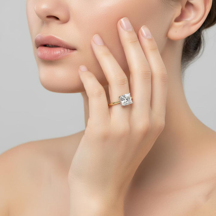 Princess Petite Pave Hidden Halo Engagement Ring