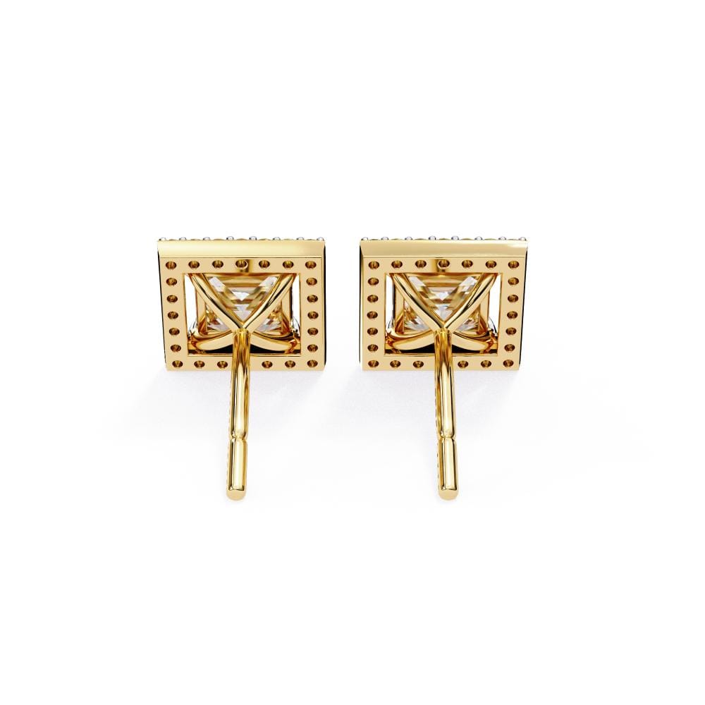 Princess Halo Style Stud Earrings