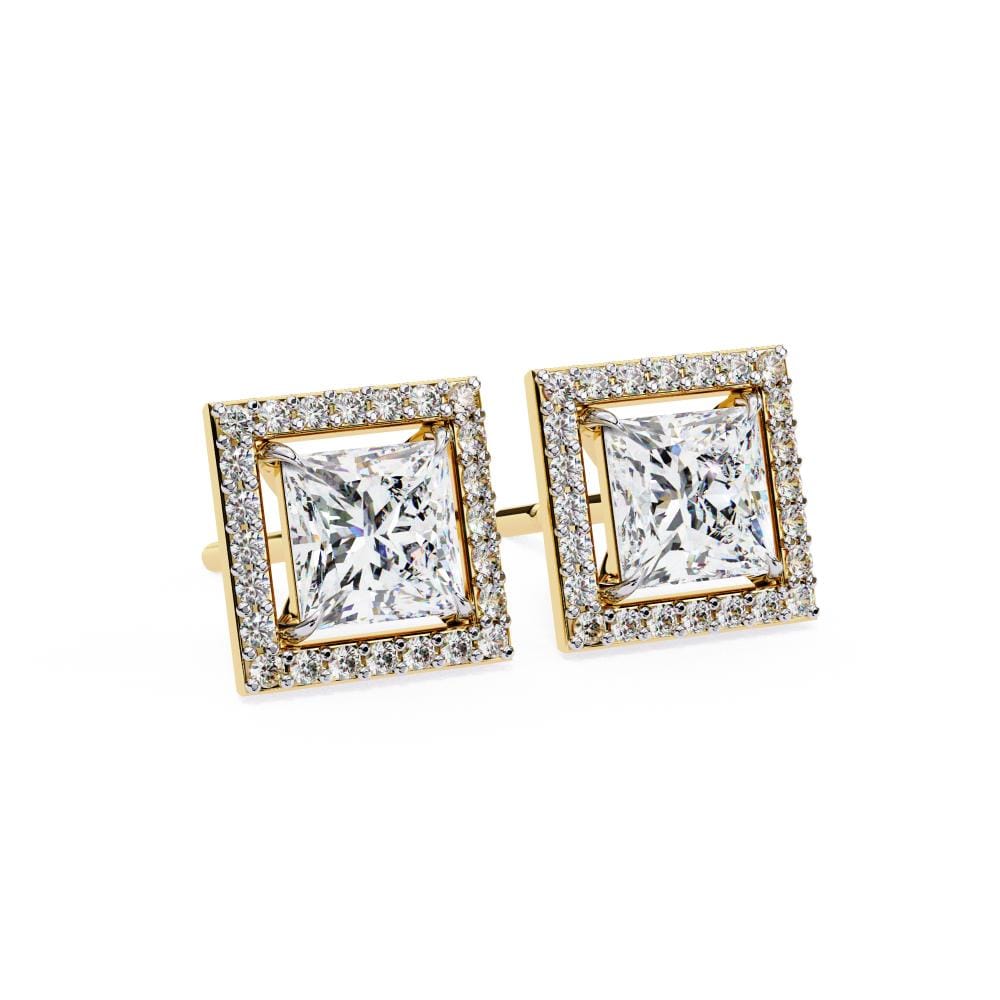 Princess Halo Style Stud Earrings