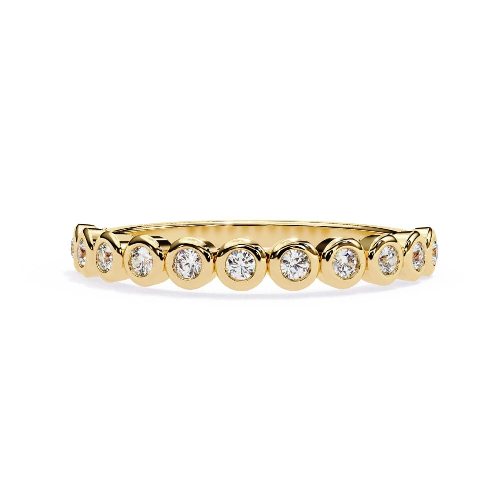 Round Bezel Set Half Eternity Wedding Band