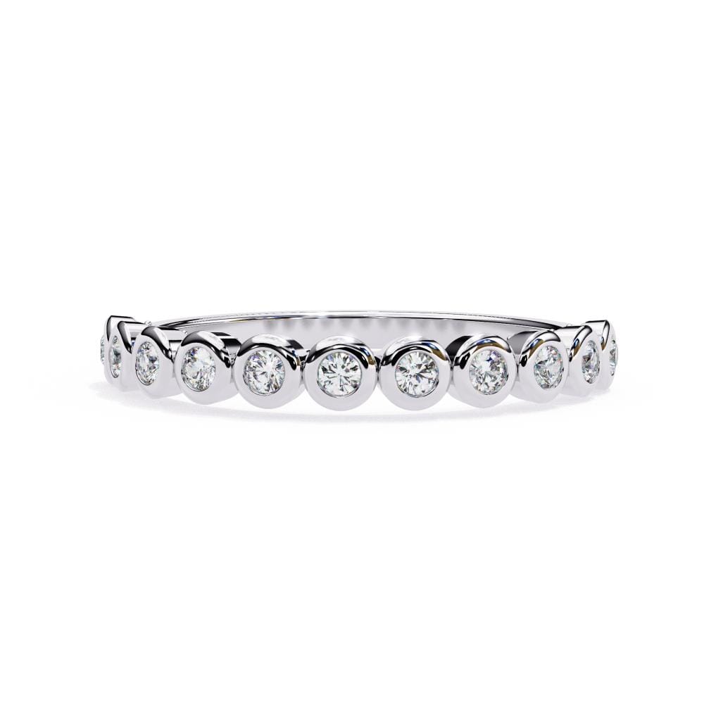 Round Bezel Set Half Eternity Wedding Band