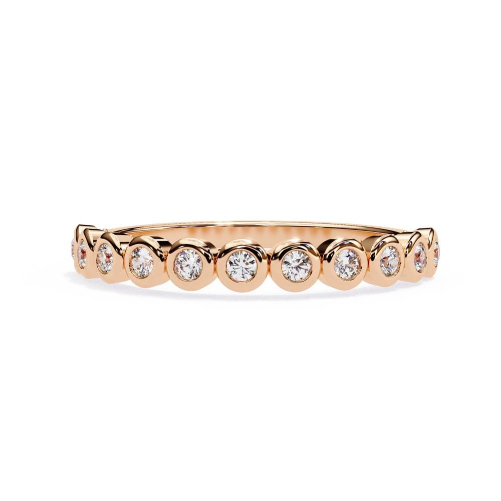 Round Bezel Set Half Eternity Wedding Band
