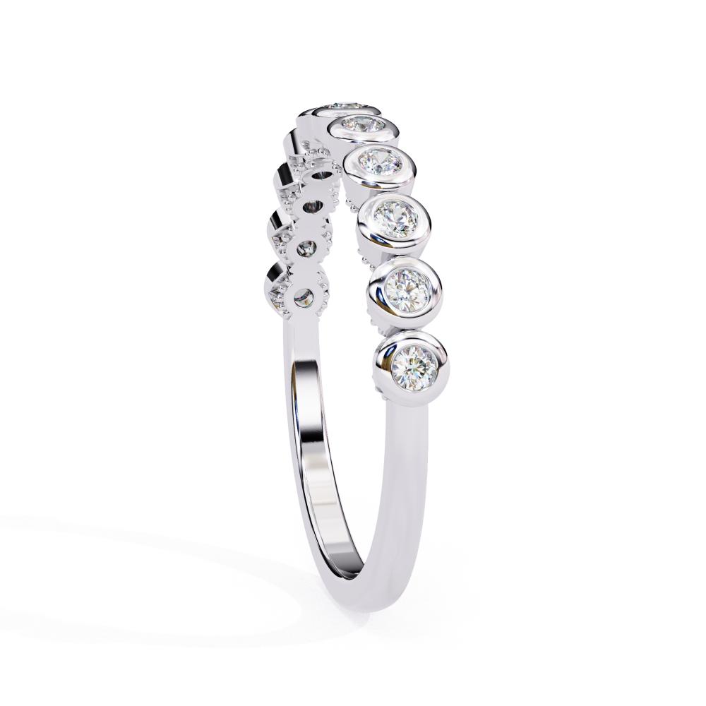 Round Bezel Set Half Eternity Wedding Band