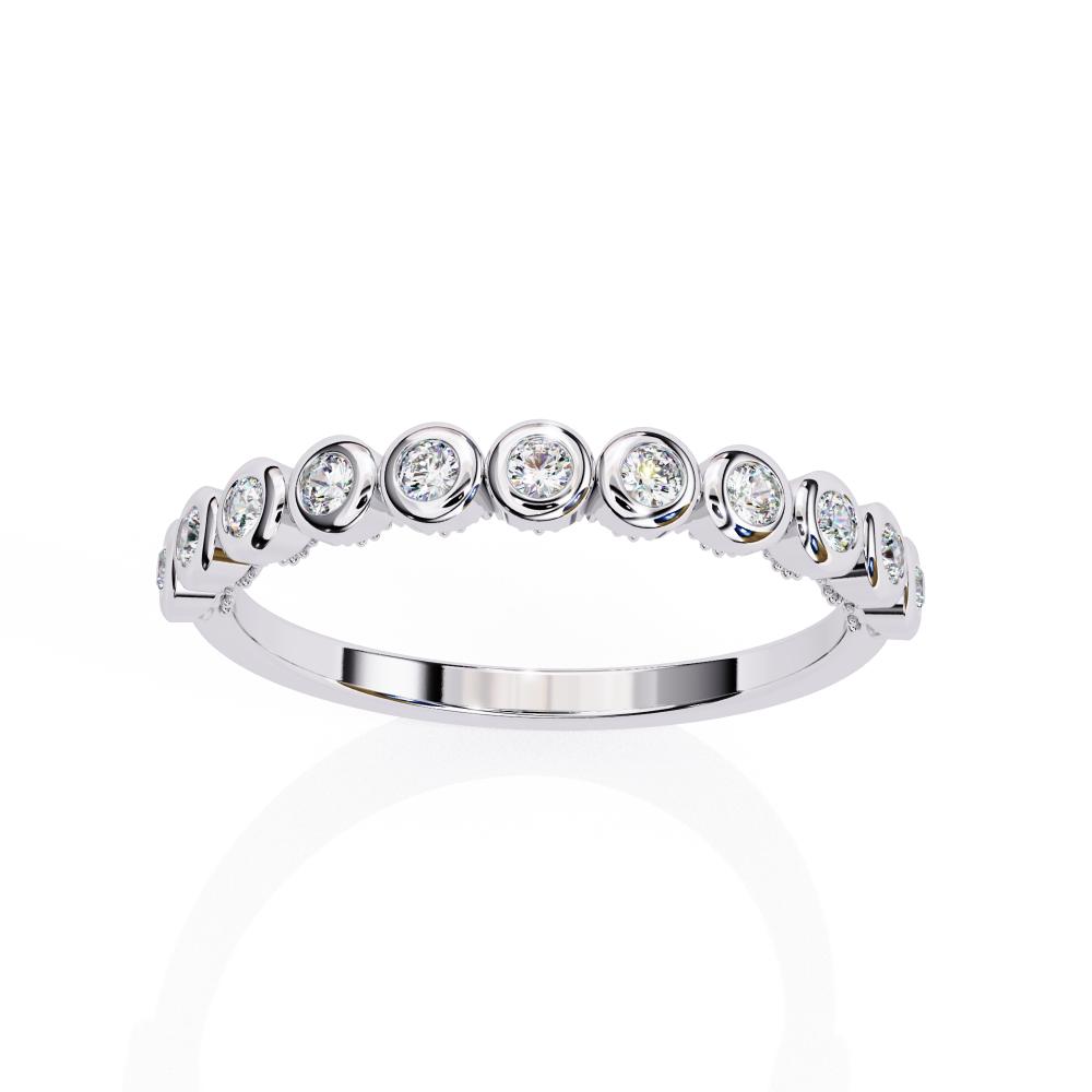 Round Bezel Set Half Eternity Wedding Band