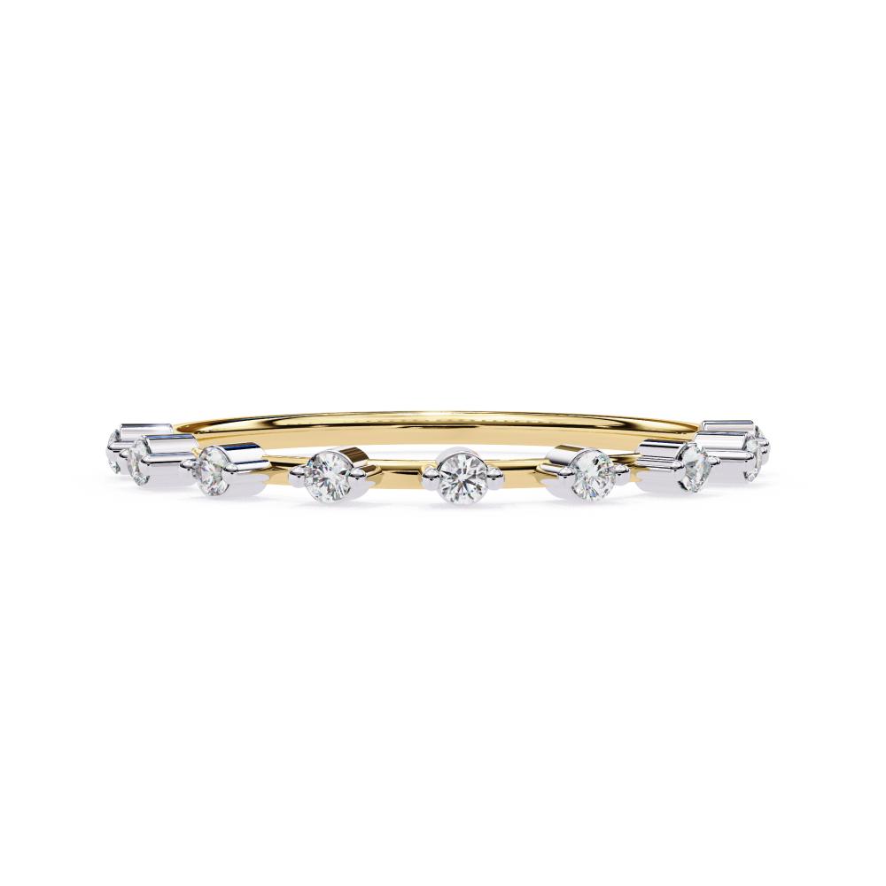 Round Space Prong Set Half Eternity Wedding Band