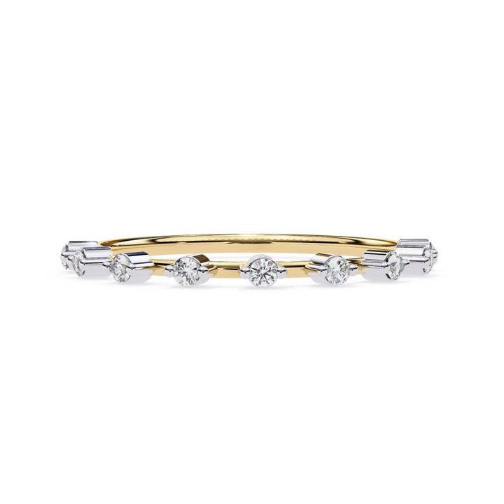 Round Space Prong Set Half Eternity Wedding Band