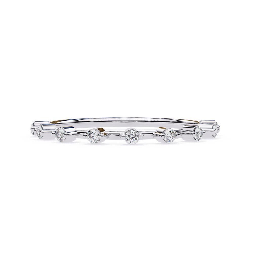 Round Space Prong Half Eternity Wedding Band