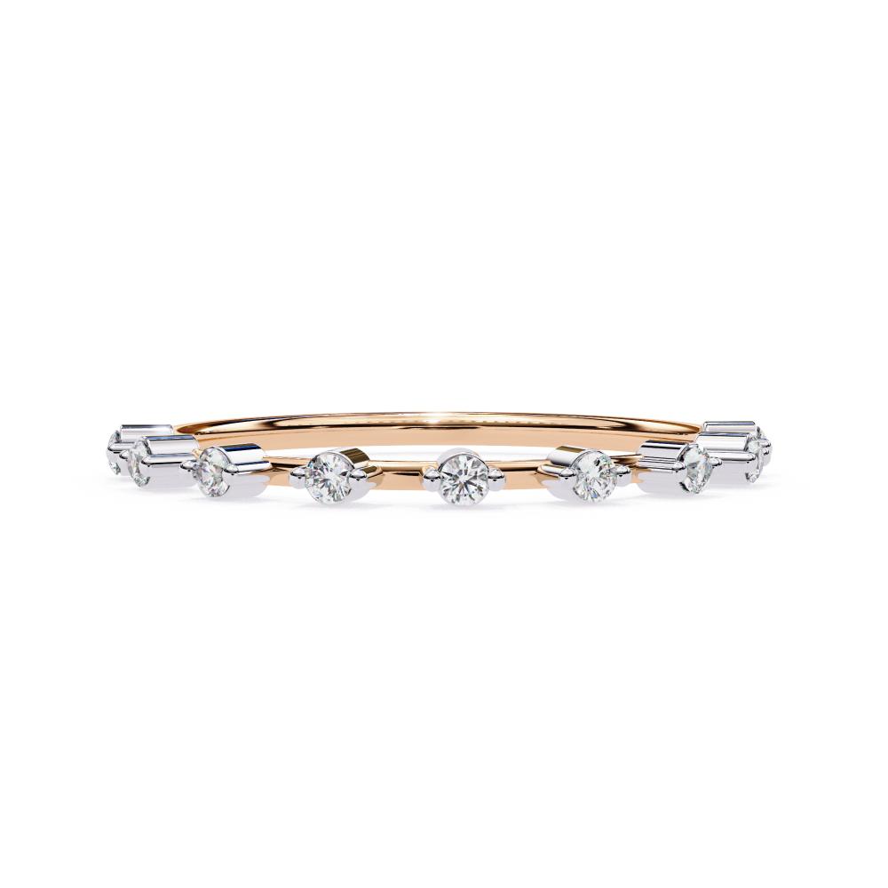 Round Space Prong Half Eternity Wedding Band
