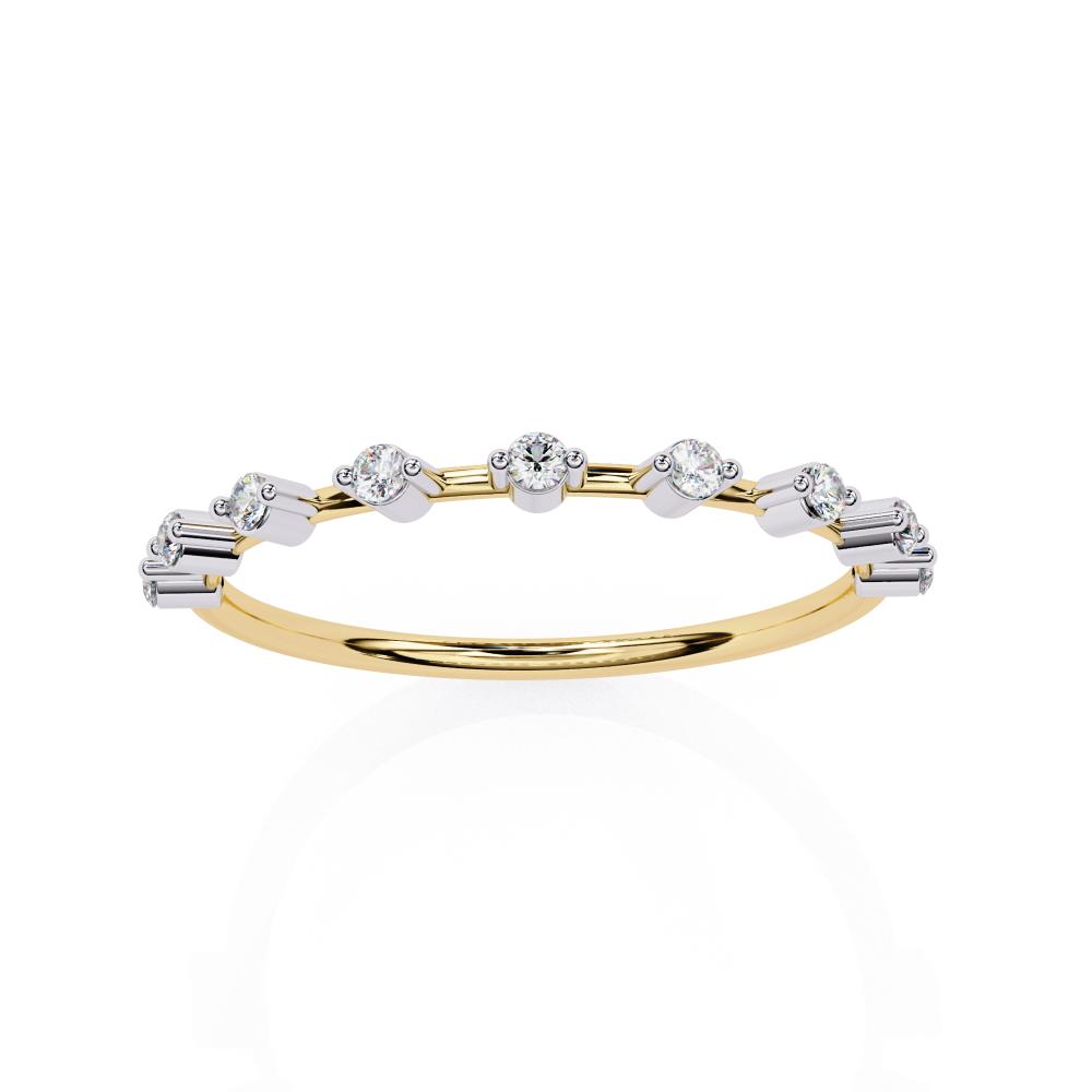 Round Space Prong Half Eternity Wedding Band