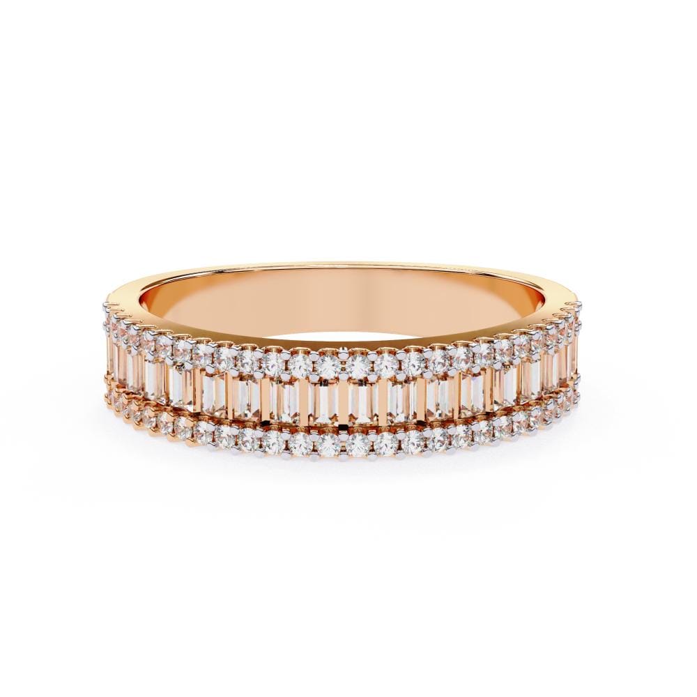 Baguette & Round Half Eternity Wedding Band