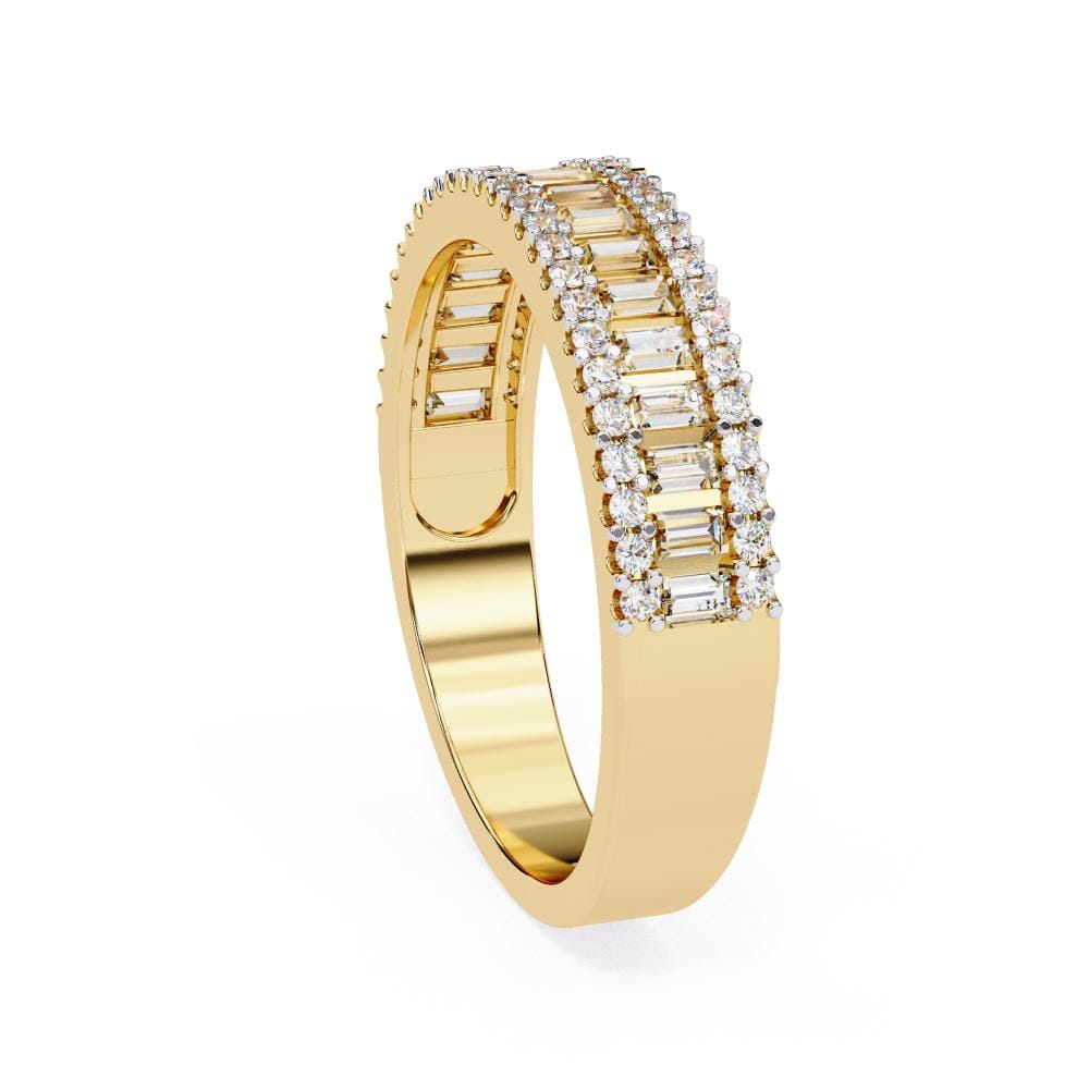 Baguette & Round Half Eternity Wedding Band