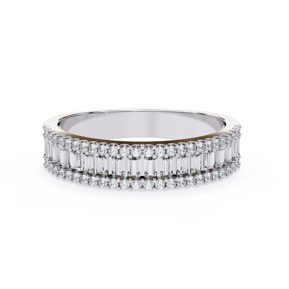 Baguette & Round Half Eternity Wedding Band