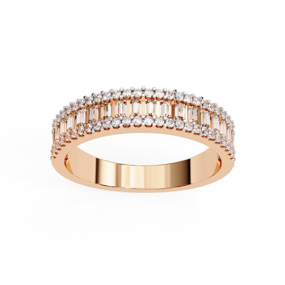 Baguette & Round Half Eternity Wedding Band