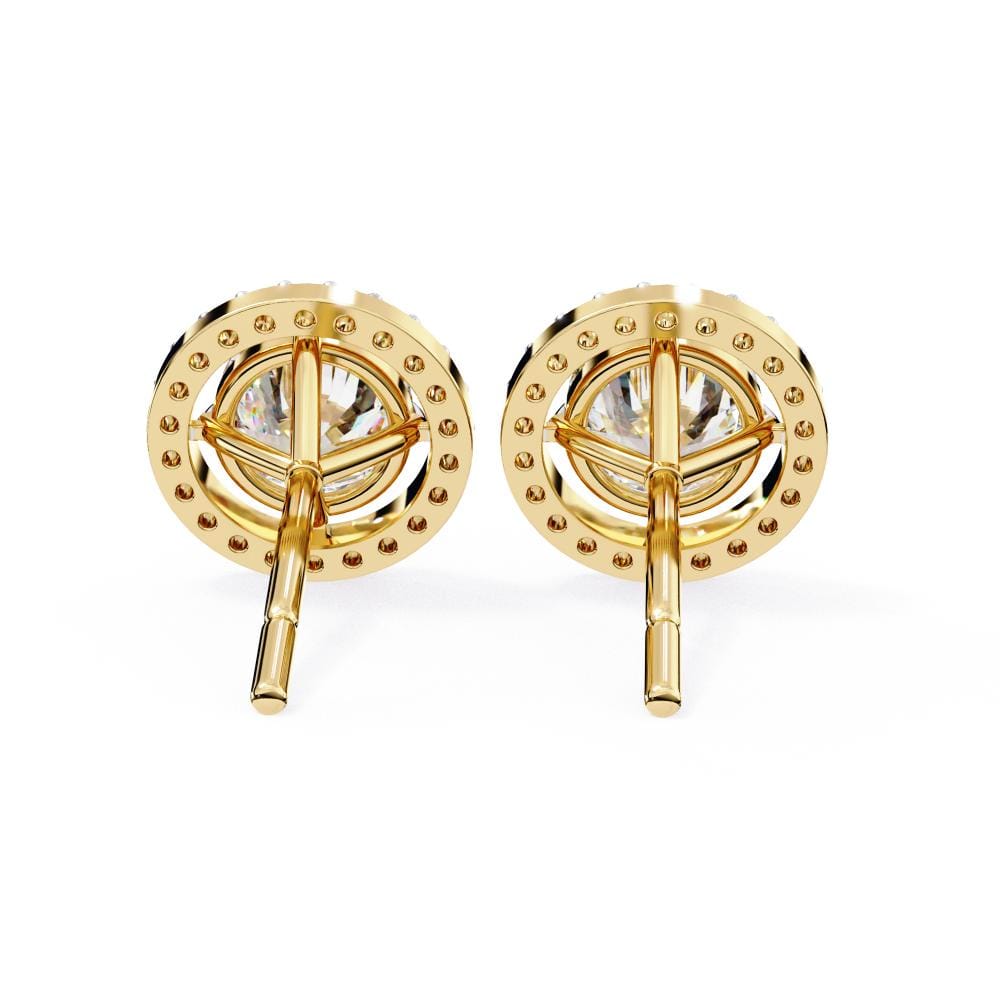 Round Halo Style Stud Earrings