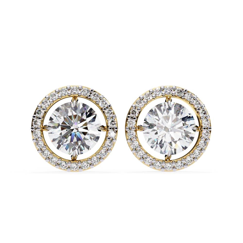 Round Halo Style Stud Earrings