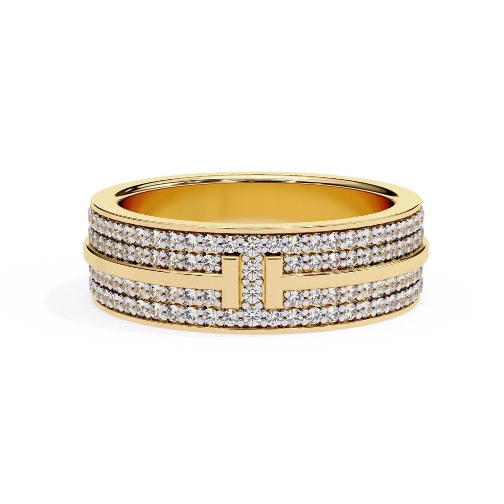 Round Five Row Pave Wedding Band