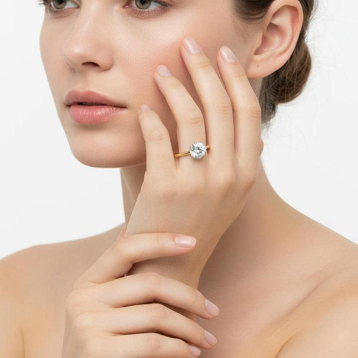 Round Solitaire with Flower Prong Engagement Ring