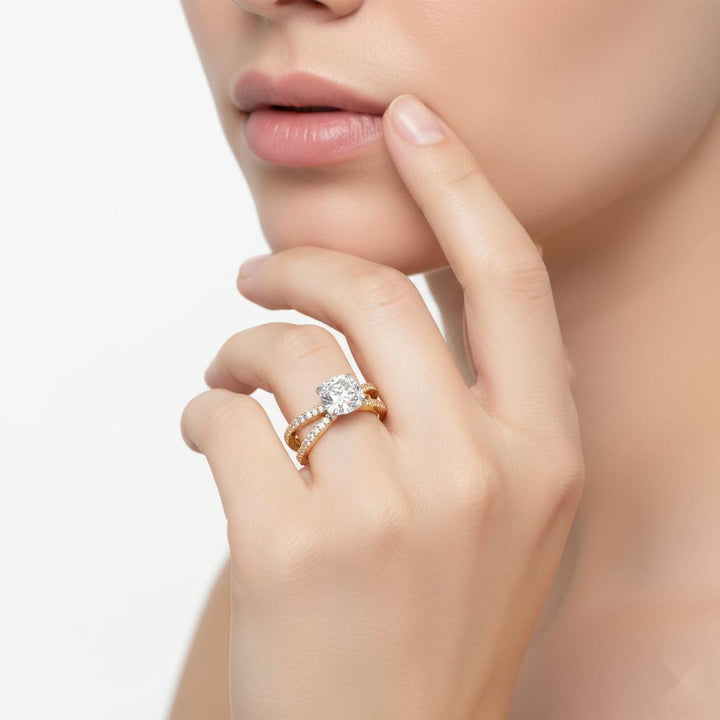 Cushion Split Shank Engagement Ring