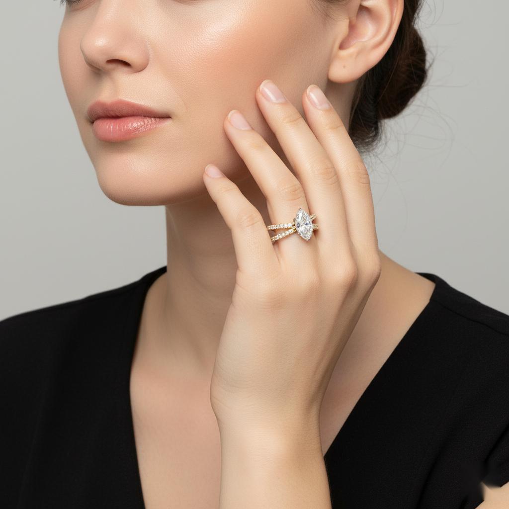 Marquise Split Shank Engagement Ring